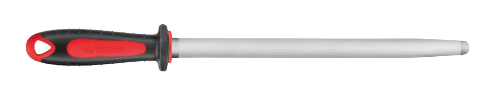 Fusil de boucher - J245R oval 35cm manche couleur bi matière rouge HACCP